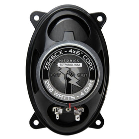 Hifonics Zeus ZS46CX Mylar-dome tweeter close-up for detailed, airy highs.