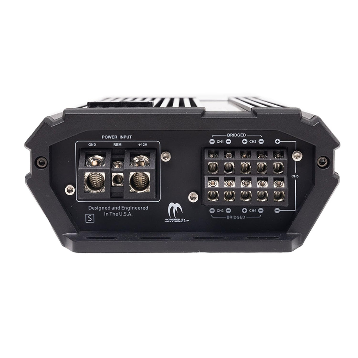 Hifonics ZRX1716-5DV2 back ports for secure power and speaker connections.