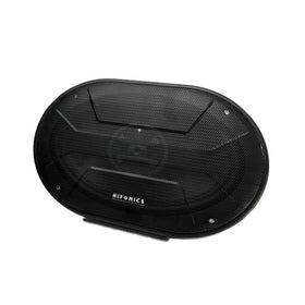 Hifonics speaker next to ruler showing mounting depth and size fit
