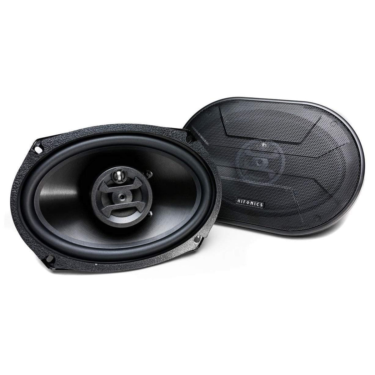 Hifonics front view showing 6x9 speaker and improved sound clarity