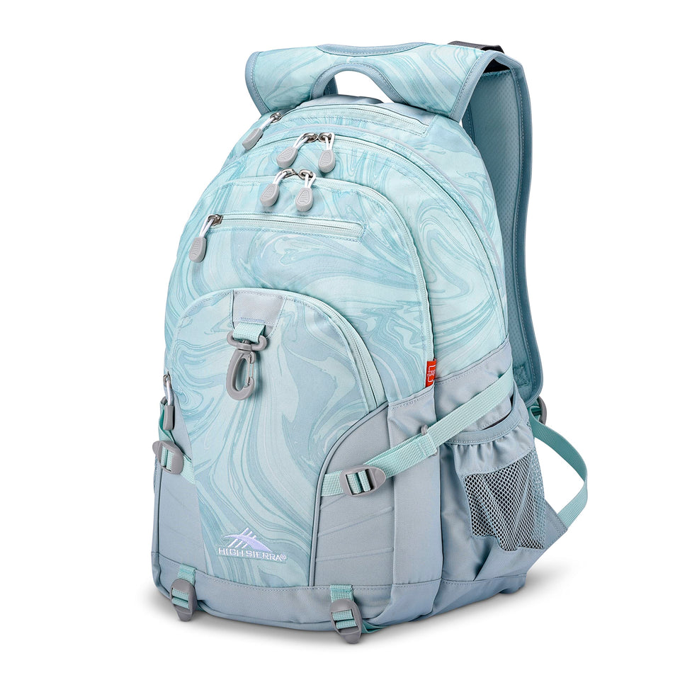 High Sierra front view showing main compartments and organized carry benefits