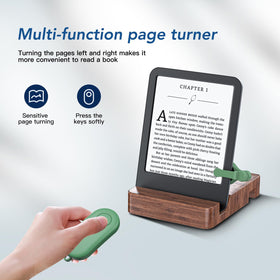 HighGO page-turner clipped on the device during reading session