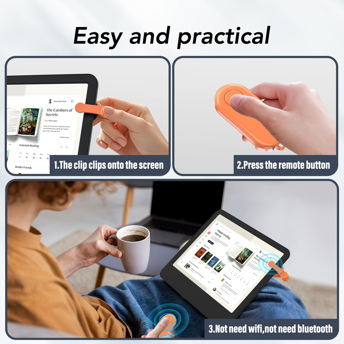 HIGHGO page-turner features mute button for quiet reading scenarios.