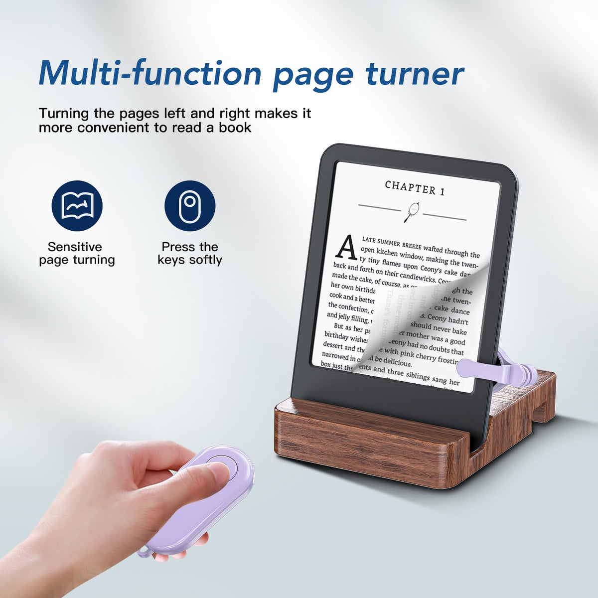 HIGHGO remote page-turner mute button keeps late-night reading quiet.
