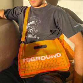 Higround Crystal Amethyst Basecamp keyboard in a stylish gaming setup for creative work