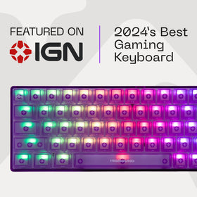 Higround Crystal Amethyst Basecamp 65% keyboard side profile highlights space-saving form