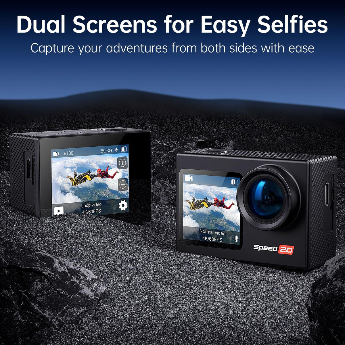 Hiicam 170° wide-angle lens captures expansive action scenes.