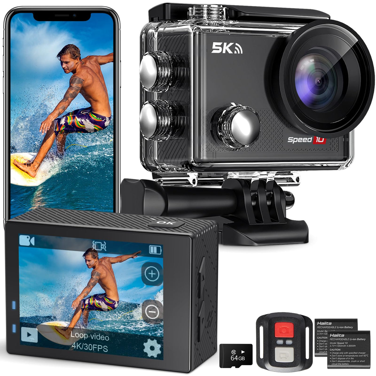 Hiicam action camera 4K 30FPS on mountain ride captures crisp POV footage