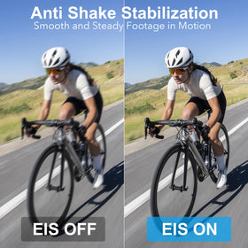 Hiicam action camera with EIS for smooth riding footage