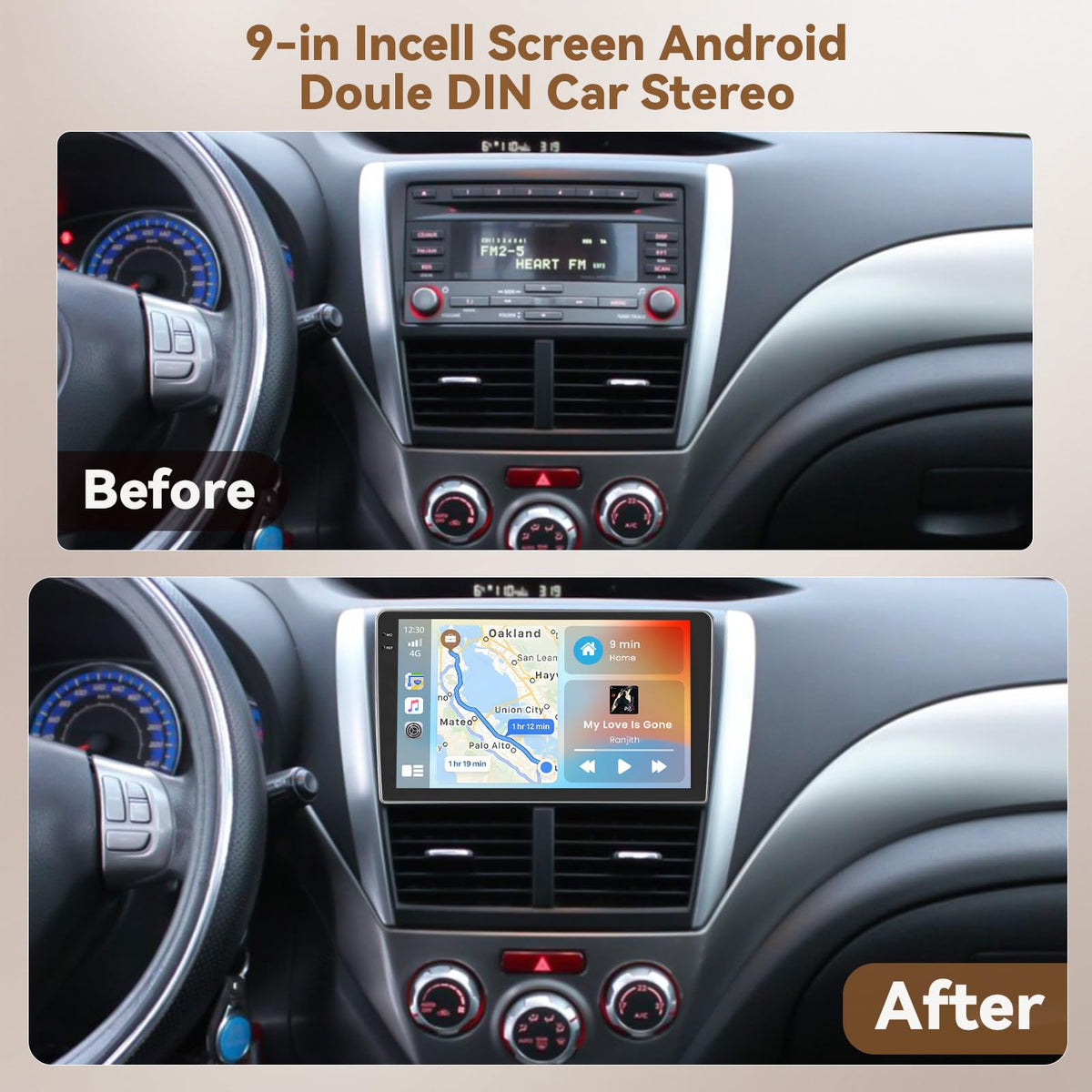 Hikity 9-inch touchscreen on dashboard delivers crisp, responsive visuals