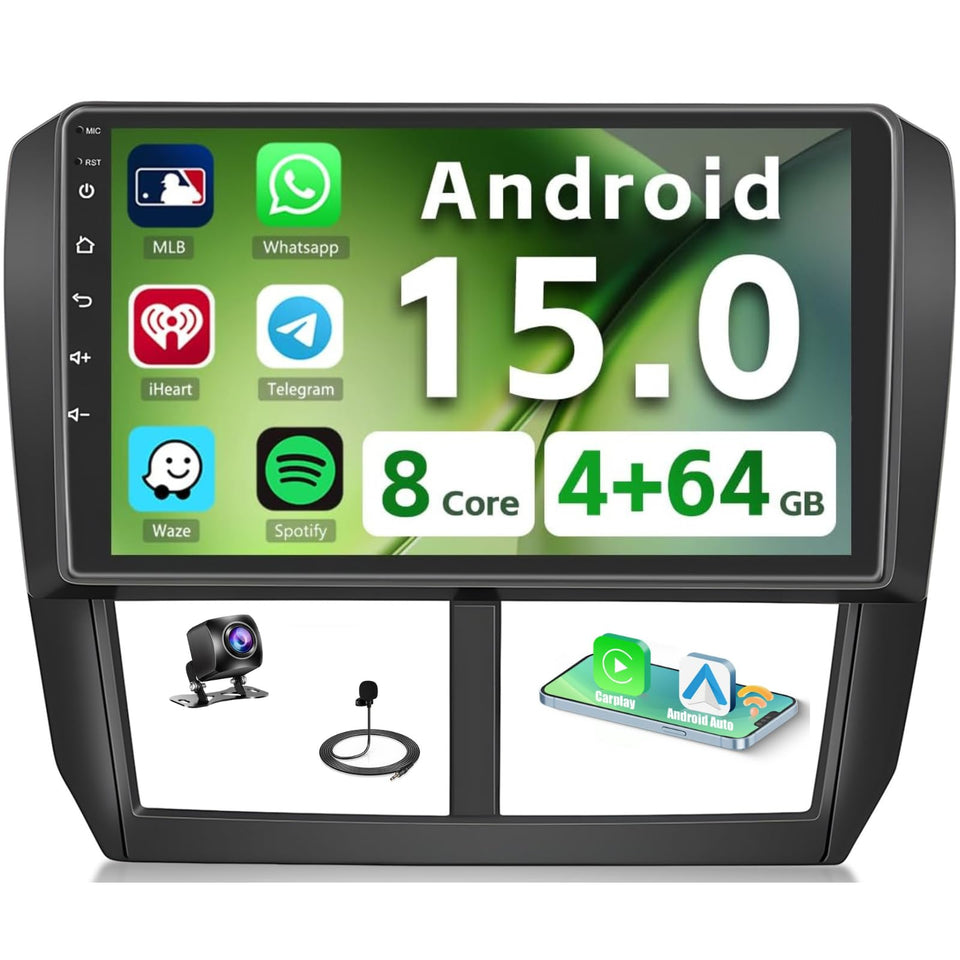 Hikity 9-inch touchscreen with CarPlay for seamless smartphone integration in Subaru Forester.
