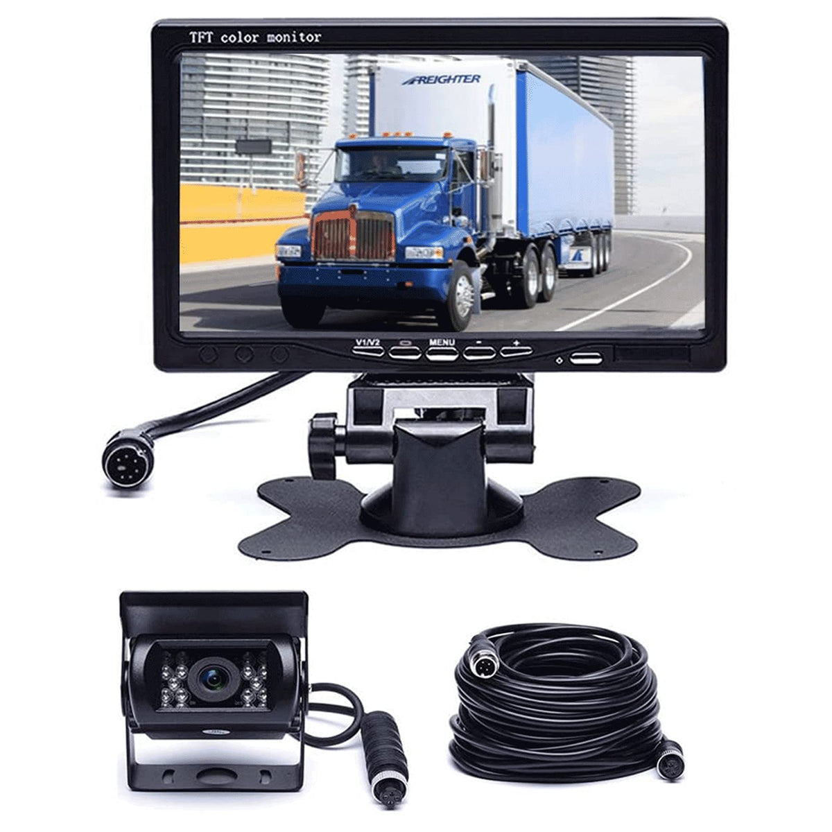 Hikity 7-inch backup camera monitor front view for easy parking and maneuvering