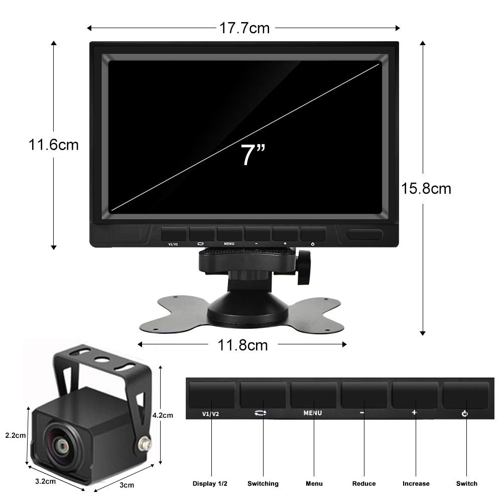Hikity front and rear view camera system enhances parking safety with wide angle.