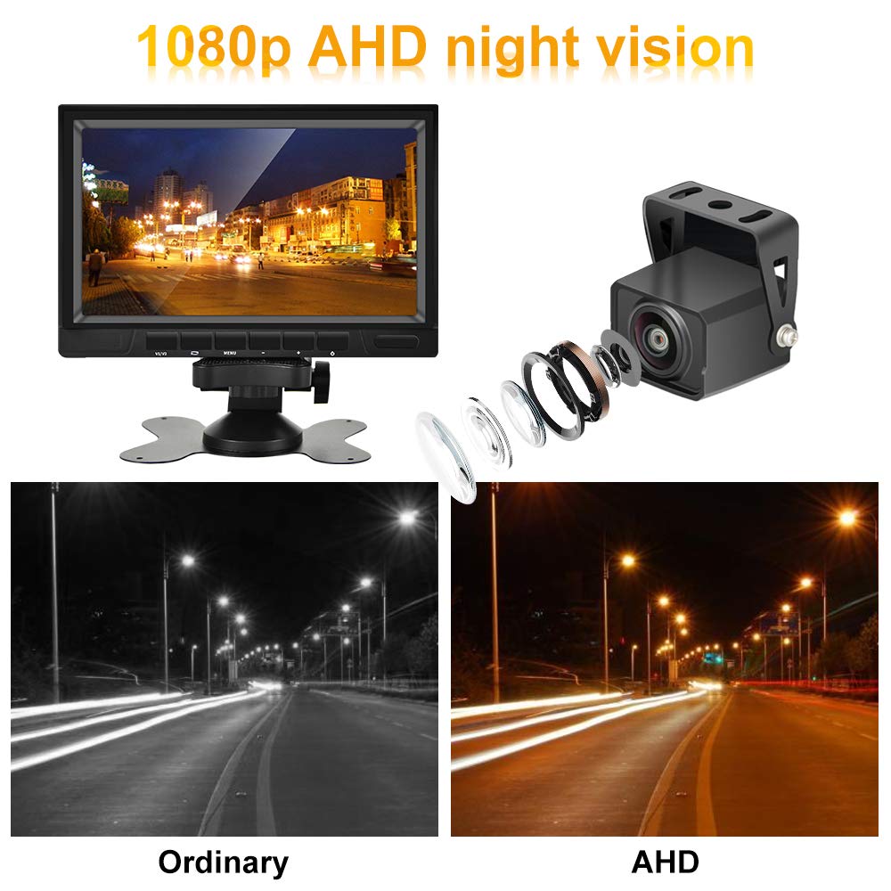 Hikity IP69 waterproof backup camera withstands rain and dust for all-weather use.