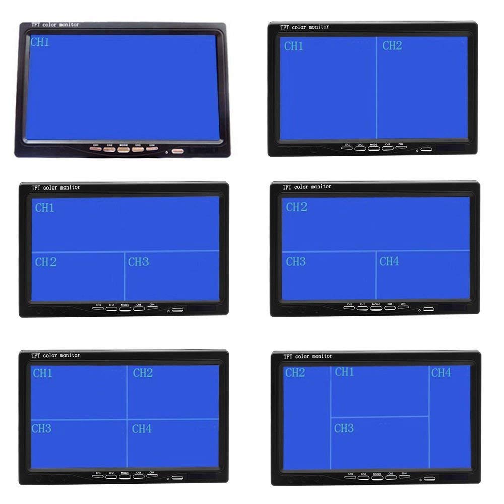 Hikity quad-split display shows four camera views for expanded vehicle awareness.
