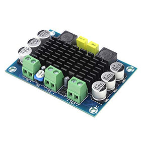HiLetgo closeup of TPA3116 chip and components ensuring stable audio performance