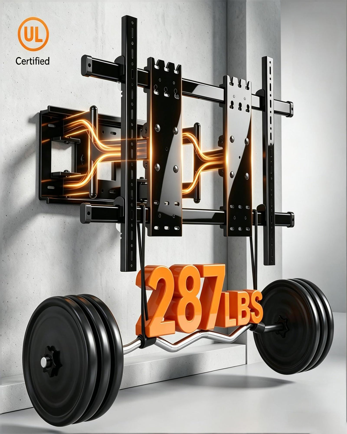 Hillport heavy-duty mount supports up to 287 lbs with a solid wall plate