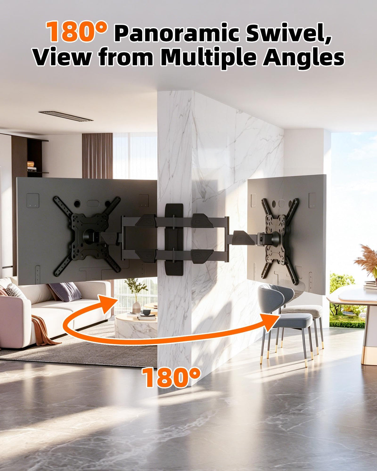 VESA compatibility 75x75 to 400x400 with a 57 lbs limit on DY3255.