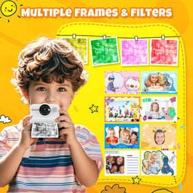 HiMont child using camera outdoors capturing memories and encouraging exploration