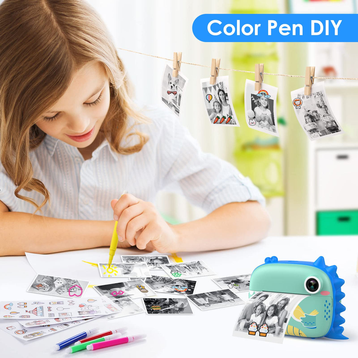 HiMont color pens and cartoon stickers for DIY customization