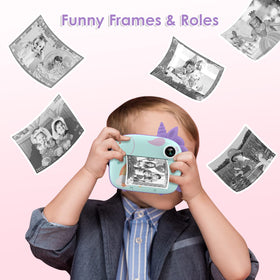 HiMont instant print action producing small, shareable photos on the go.