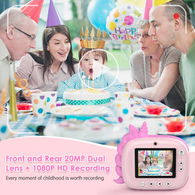 HiMont Kids Camera side view highlighting inkless printing and kid-friendly size