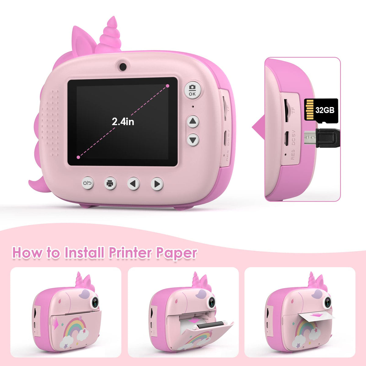 HiMont Kids Camera USB transfer cable enables easy backup of moments