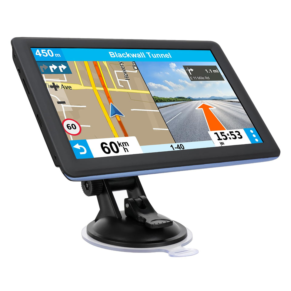 HINYFVOZ 7-inch GPS navigator front view with clear navigation for safer travel
