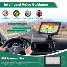 HINYFVOZ GPS mounted on car dashboard in use, improved hands-free navigation benefit