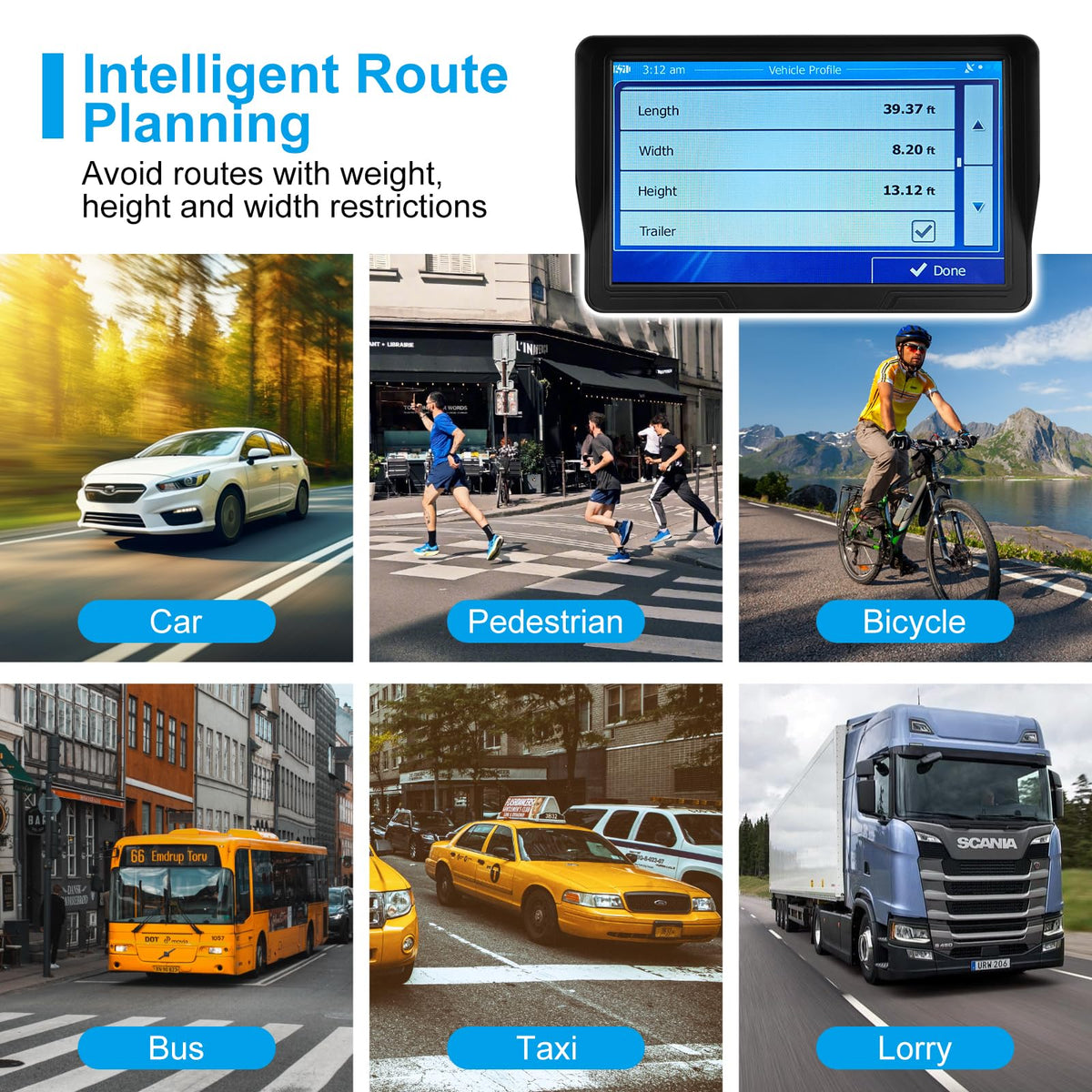 HINYFVOZ vehicle specific routing demonstrating path options for cars trucks RVs