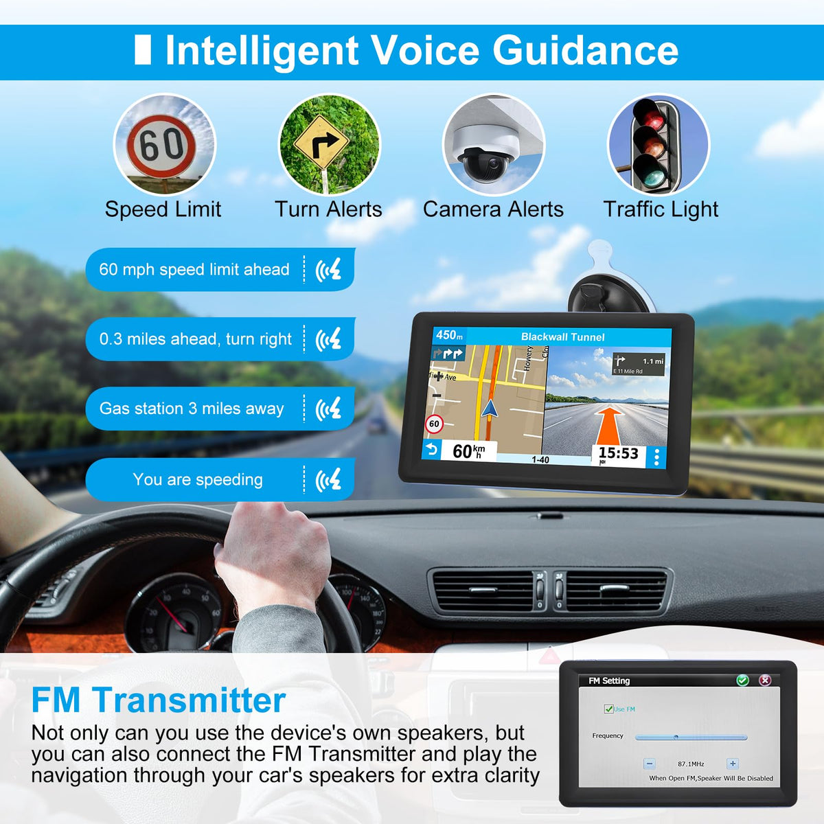 HINYFVOZ voice guidance on-screen assisting route follow-through