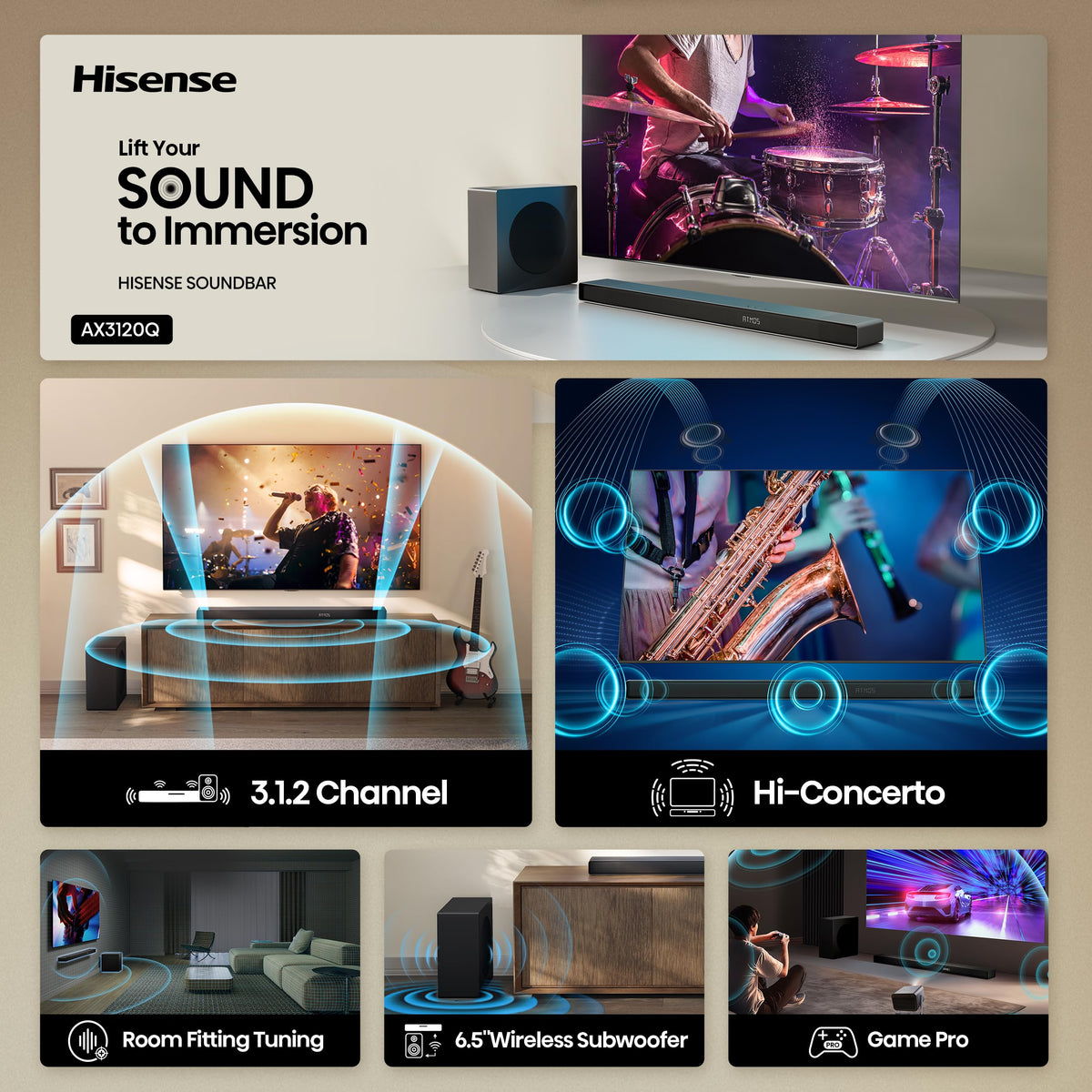 AX3120Q remote EQ modes for Movie and Music profiles.