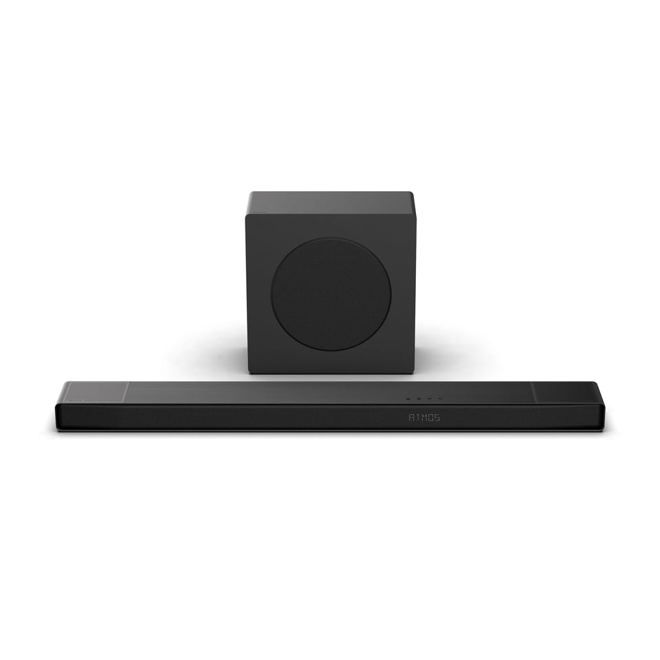 Hisense AX3120Q soundbar front view with wireless subwoofer for immersive home theater.