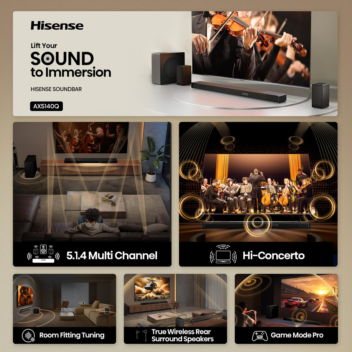 Hisense AX5140Q rear speakers for enhanced surround sound setup