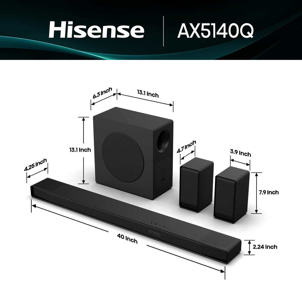 Hisense AX5140Q wireless subwoofer delivering deep bass