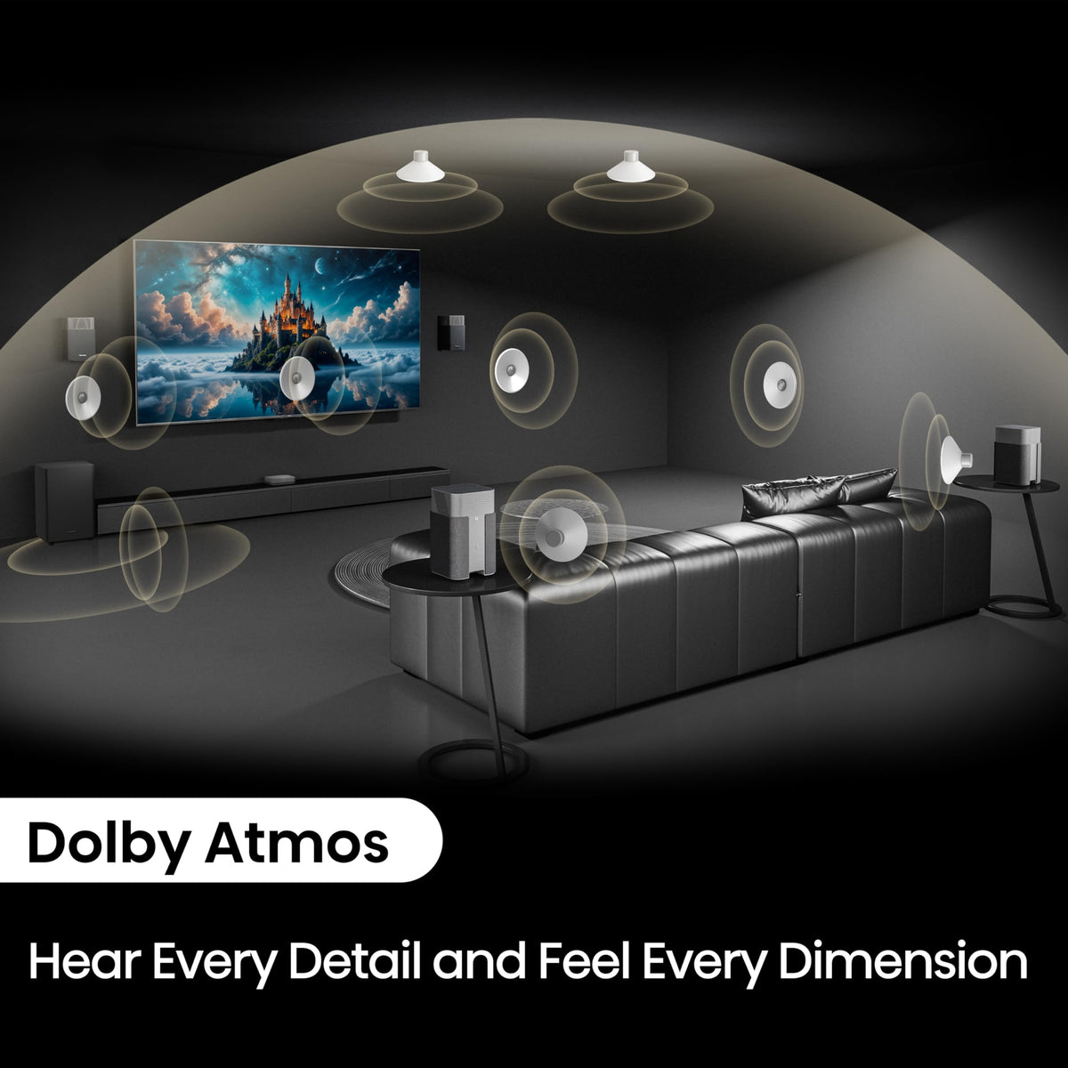 HDMI eARC and Bluetooth connections enable easy setup with multiple devices.