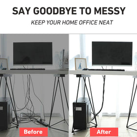 Hitotsu desk setup with cable management reducing clutter and distraction