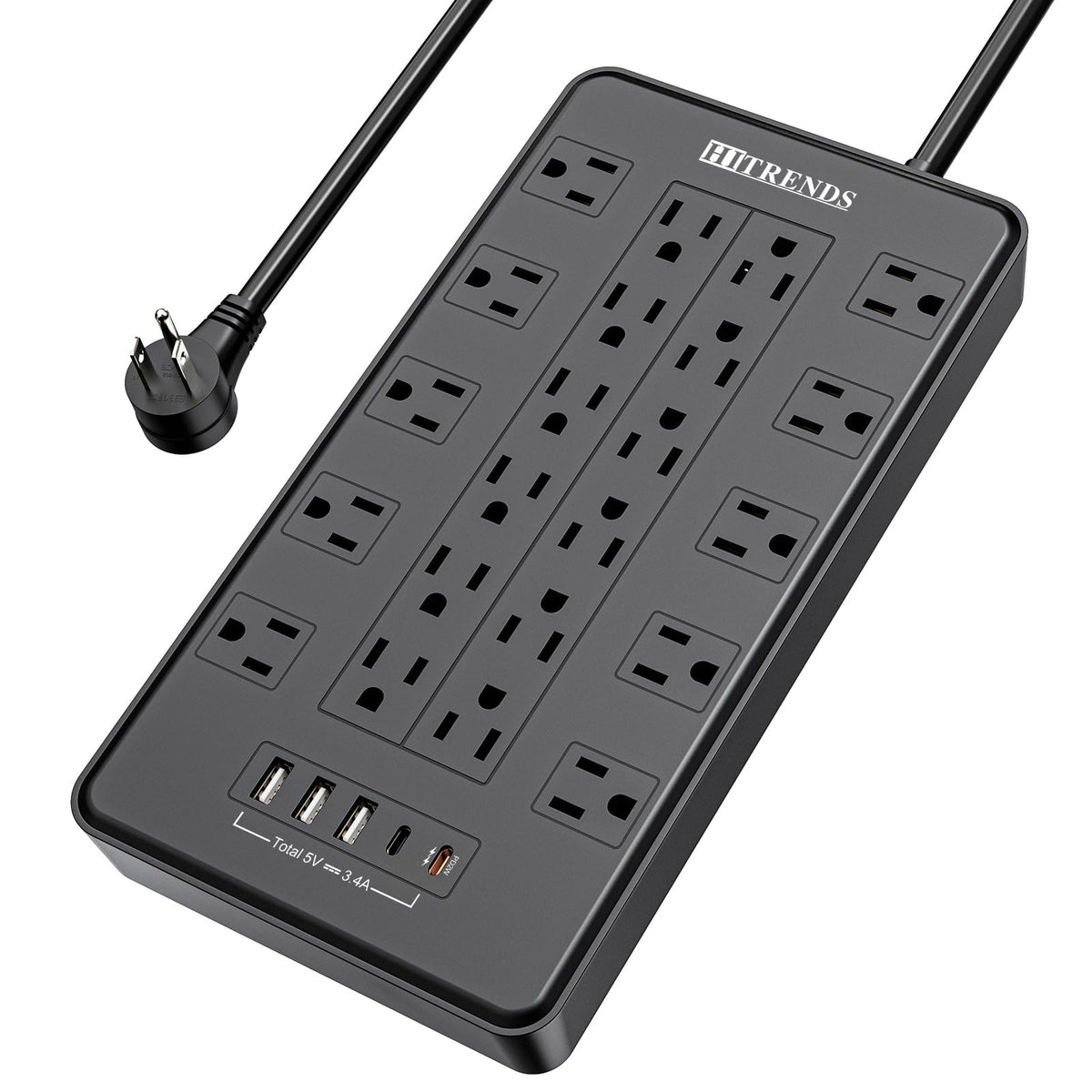HITRENDS power strip with 22 outlets keeps your desk organized