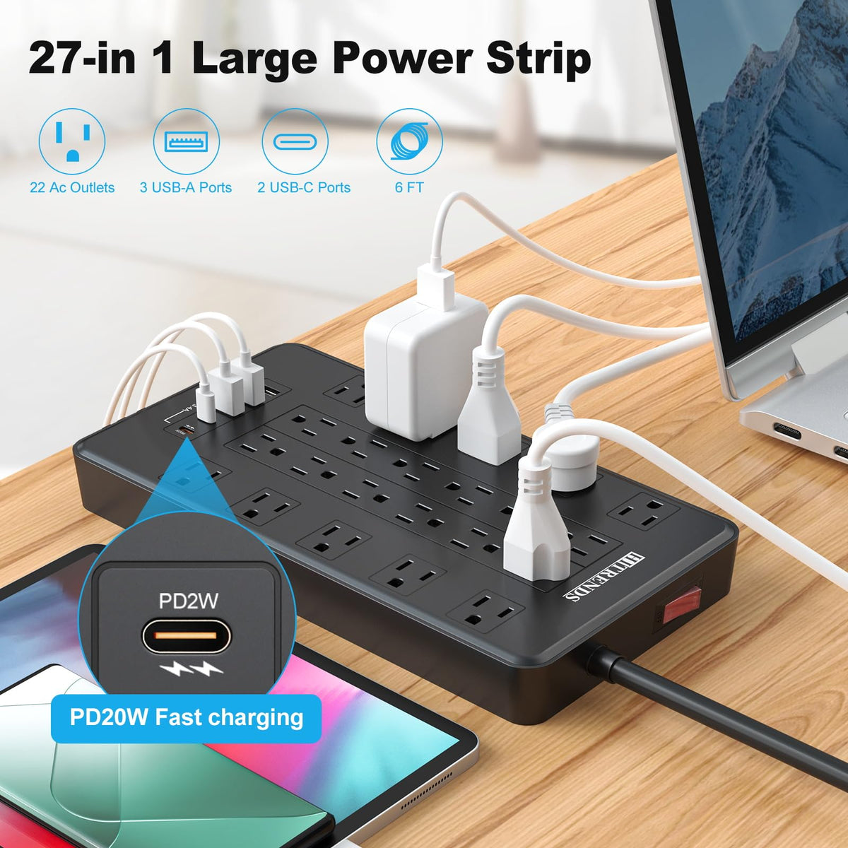 HITRENDS USB-C PD port powers devices quickly