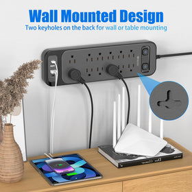 HITRENDS wide outlet spacing prevents bulky adapters from blocking others