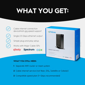 Hitron CODA56 port panel highlighting 2.5 Gbps Ethernet port for fast connections.