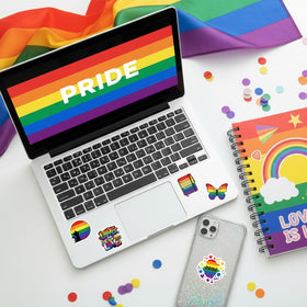 HIUHIUBO waterproof pride stickers are outdoor-ready for backpacks and skateboards.
