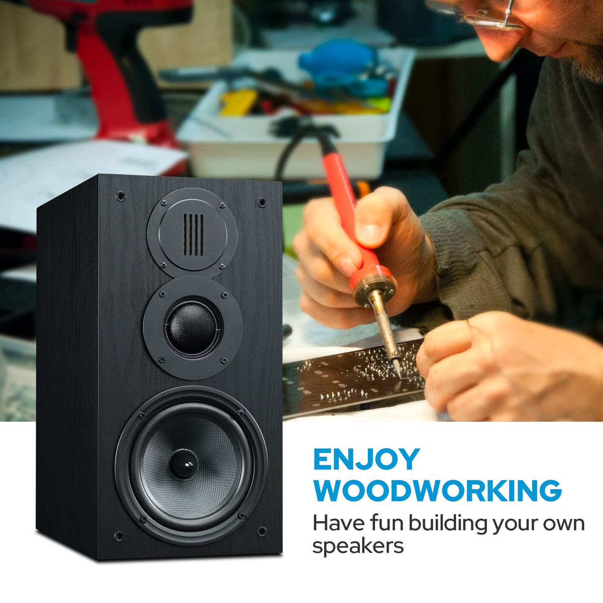 HiVi-Swans DIY 3-Way speaker side panel highlighting easy room fit