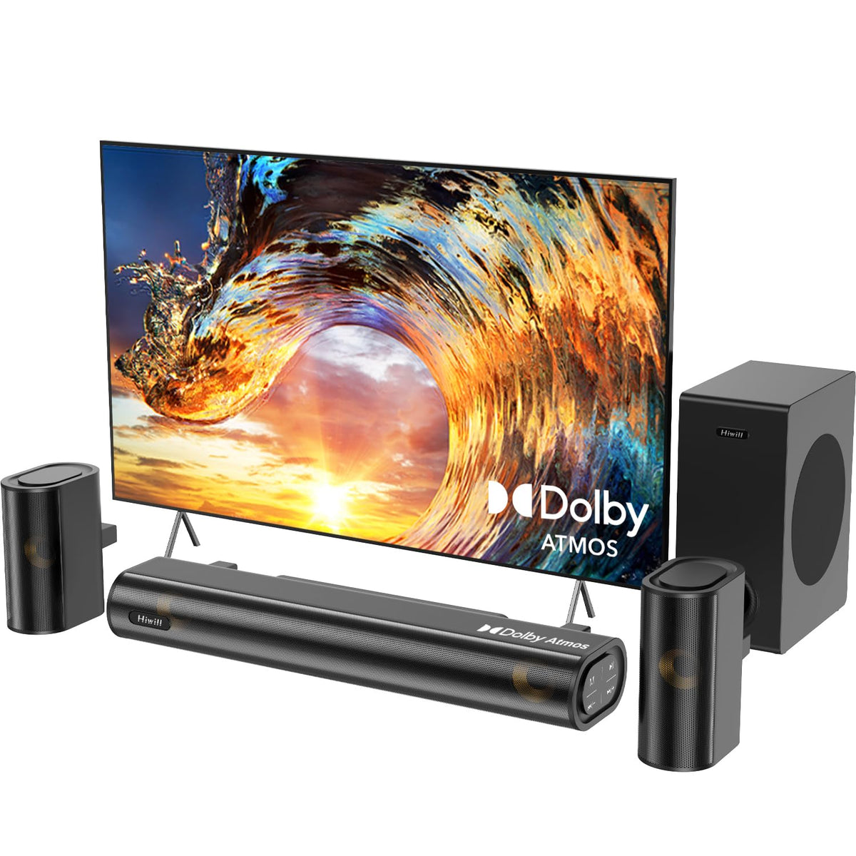 Hiwill A41 soundbar front view showing expansive soundstage and design