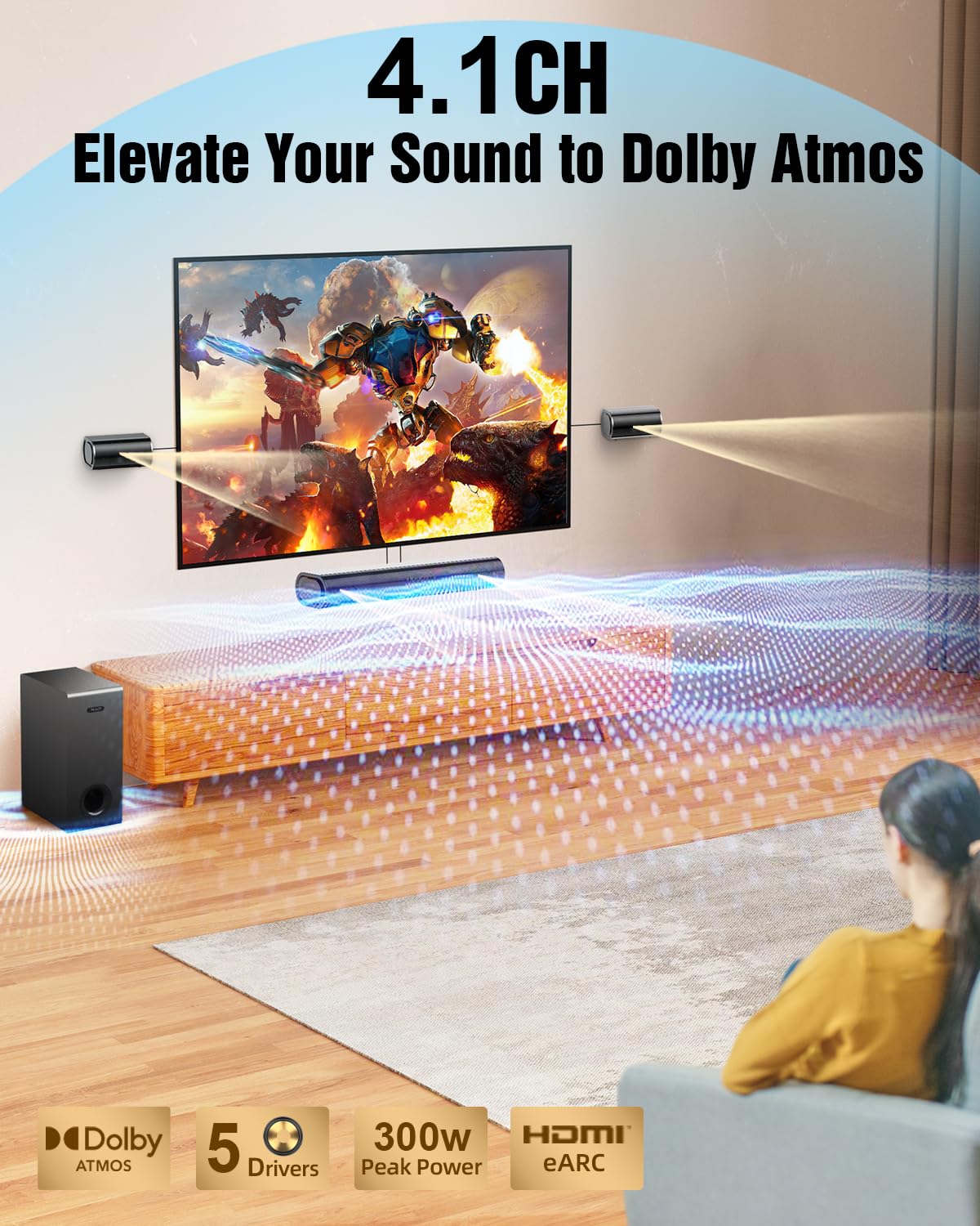 Hiwill A41 with subwoofer delivering deep bass and room-filling sound