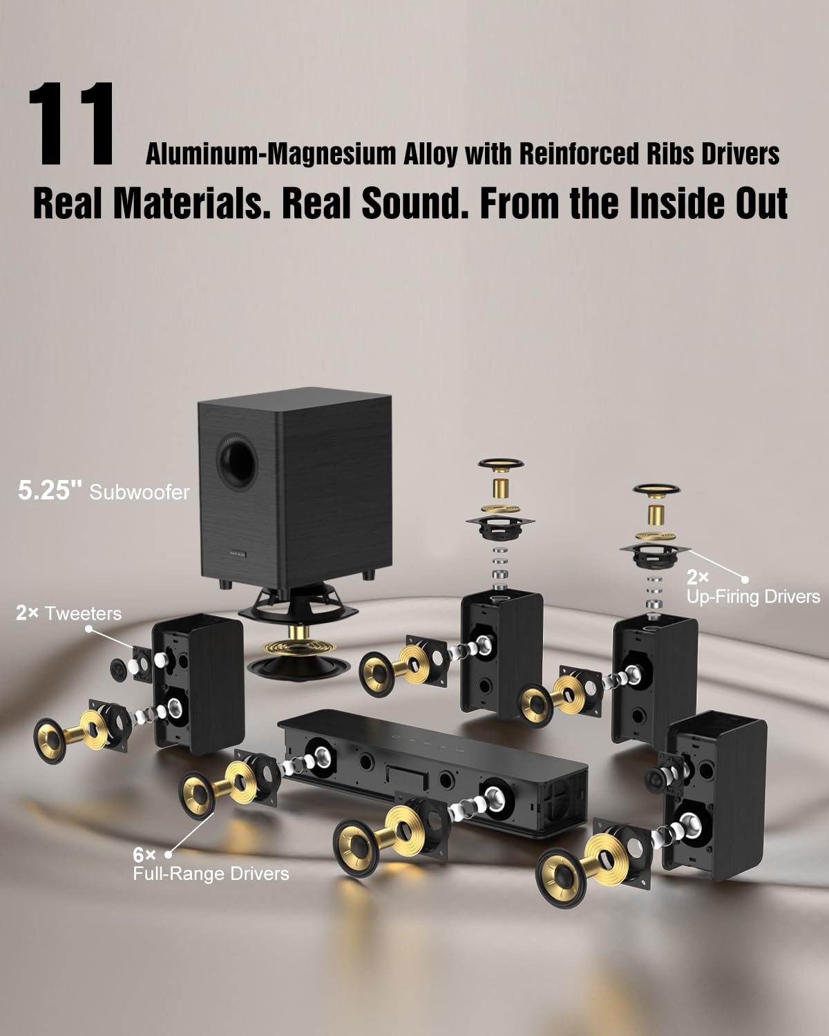 Hiwill-Audio 5-25-down-firing-subwoofer delivers deep bass with minimal distortion.