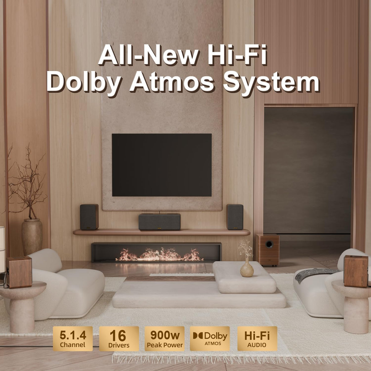 Hiwill-Audio M514 center speaker for crisp dialogue and focused vocals.