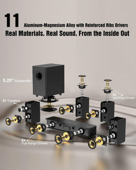 Hiwill-Audio HiPulse N512 four rear surround speakers illustrating immersive staging