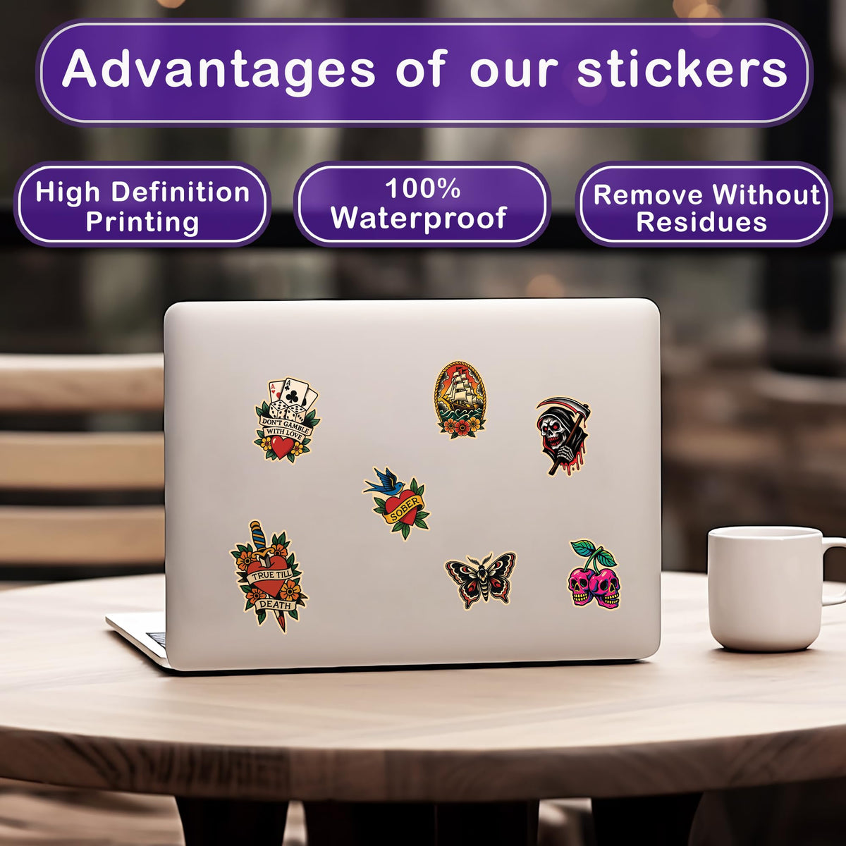 HIZILY durable UV-resistant stickers applied to a skateboard for outdoor wear