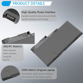 HJTPOWER CM03XL 11.1V label visible, confirming compatibility with HP EliteBook.